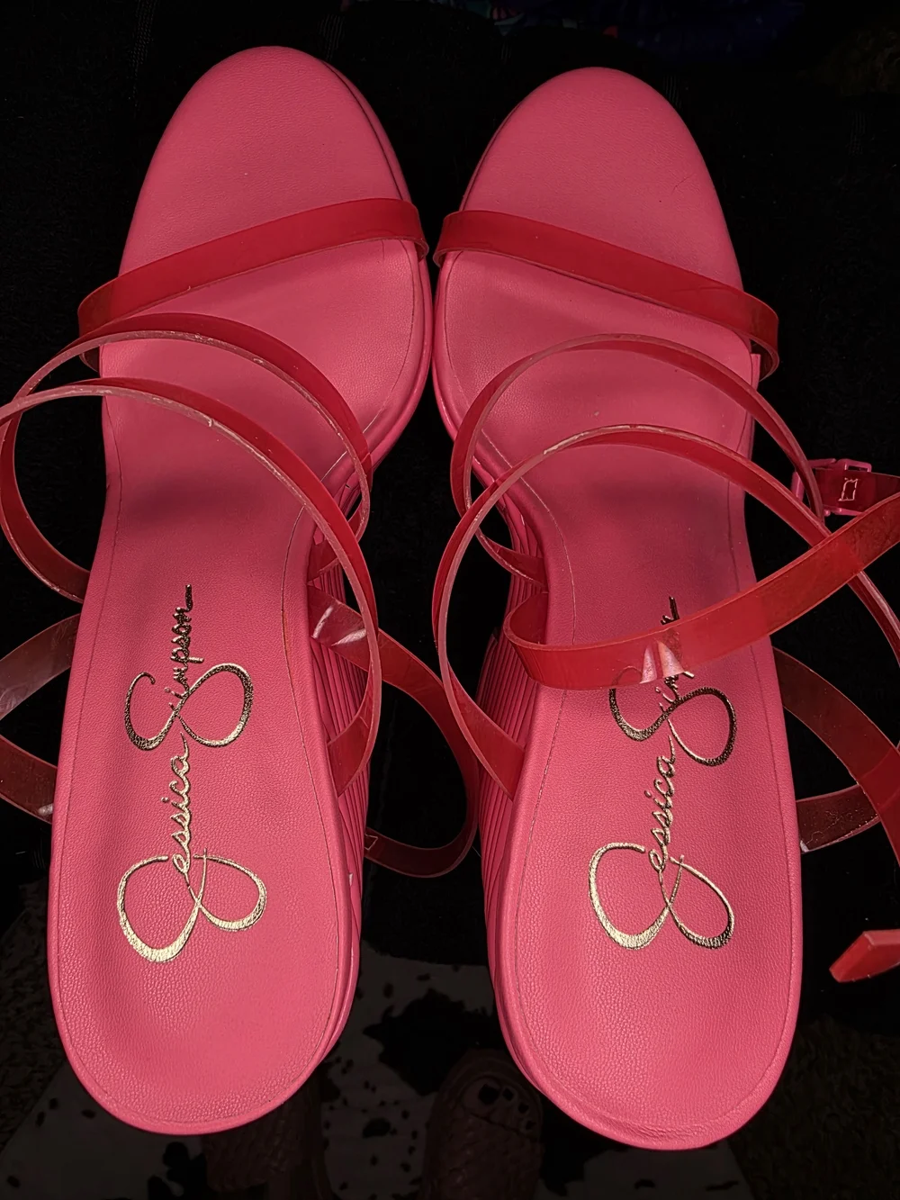 Jessica Simpson Neon Pink Platform Wedge Sandals